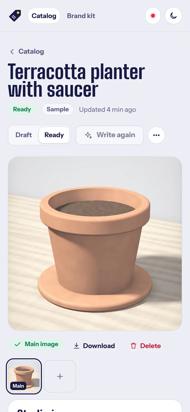 Listora's product editor on a phone screen